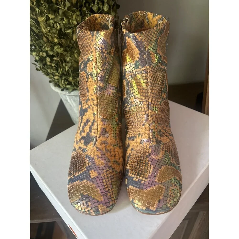 Forte Forte Chic Printed Snakeskin Leather Ankle Boots Caju Womens Size 41 US 9.